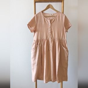 Pink Linen Sun Dress L